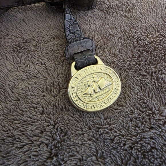 Brahmin Melbourne Anne Hobo Bag Croc Embossed Leather Shoulder Tote Gray Taupe - Picture 4 of 16